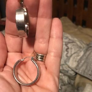 Wide silver plated hoops